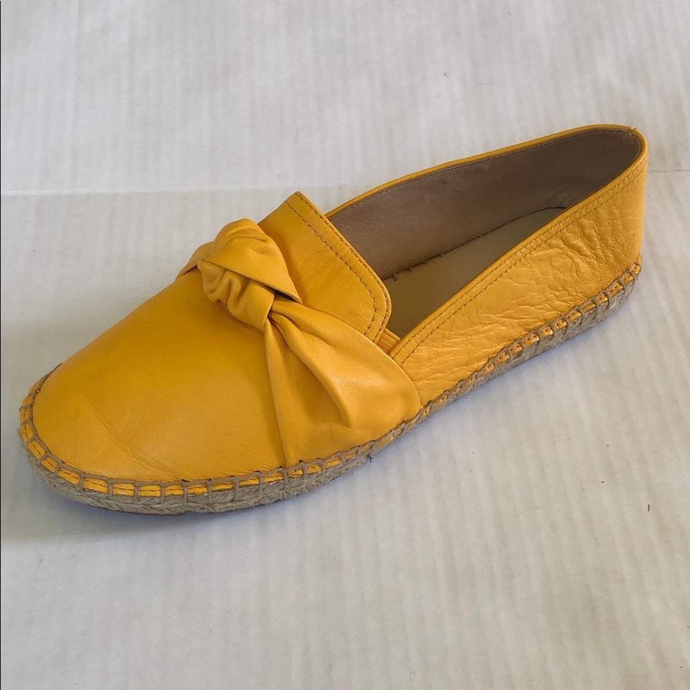 Talbots Izzy Knot Espadrilles, Soft Mustard Color Nappa Leather Size 7.5